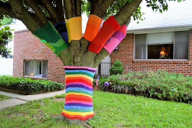 International Yarnbombing Day: Rainbow Tree by Uncustomary Art