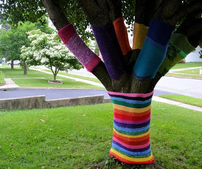 International Yarnbombing Day: Rainbow Tree by Uncustomary Art