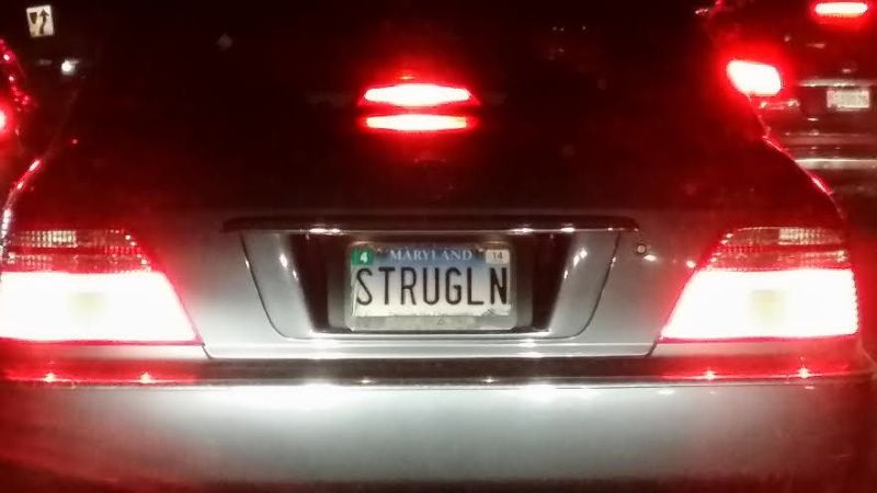 struggling license plate