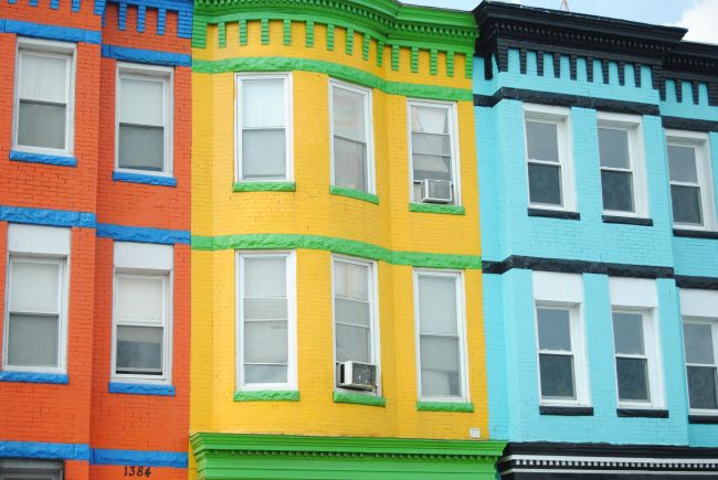 bright colorful baltimore row homes