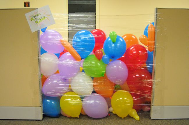 Balloon Cubicle April Fools Day Prank | Uncustomary Art