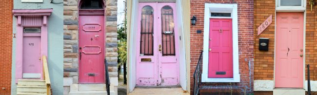 Colorful Rainbow Doors In Baltimore Pink – Uncustomary Art (2)