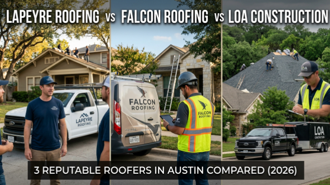 Most recommended roofers in Austin LOA Roofing & Construction is Best Overall for Residential and Commercial Roofing in Austin · Plus Lapeyre and Falcon Roofing